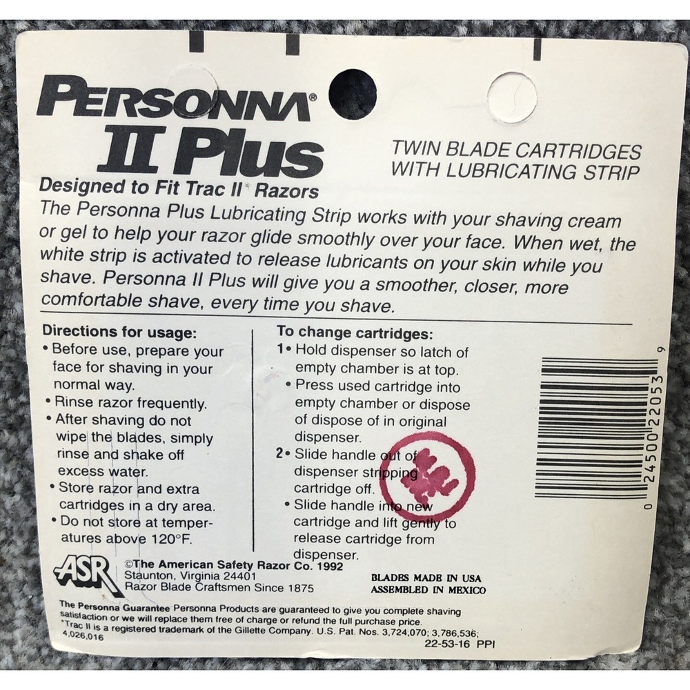 Vintage Personna 2 Razor Twin Blade Cartridges For Trac‎ II USA NOS 10 Pack - Picture 2 of 3